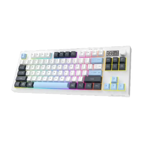 Karnage Visage White and Blue Tri-Mode Gaming Keyboard