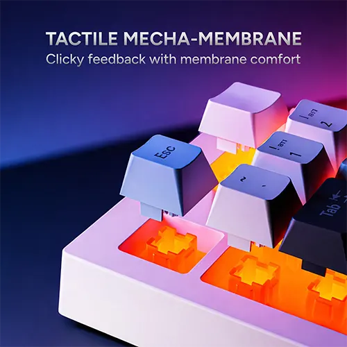 Karnage Visage 95 White and Blue Tri-Mode Gaming Keyboard