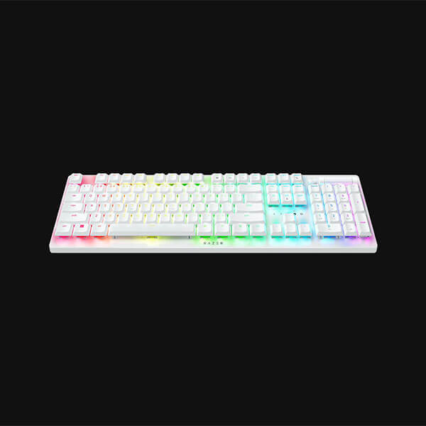 Razer DeathStalker V2 Pro White Wireless Gaming Keyboard Low-Profile Clicky Optical Purple Switches