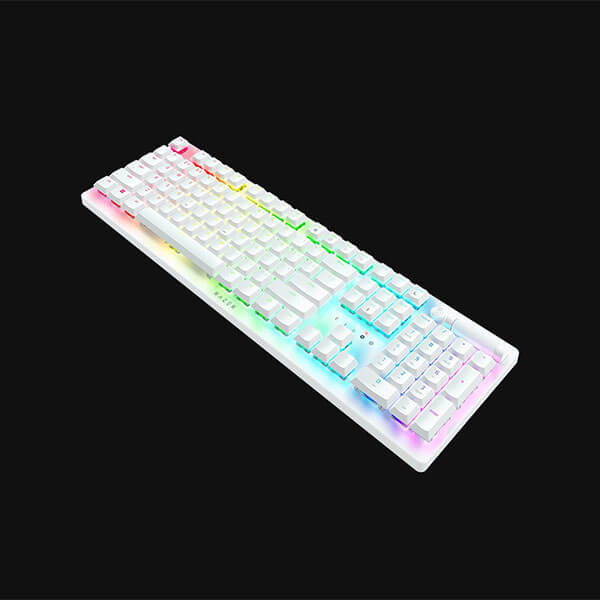 Razer DeathStalker V2 Pro White Wireless Gaming Keyboard Low-Profile Clicky Optical Purple Switches