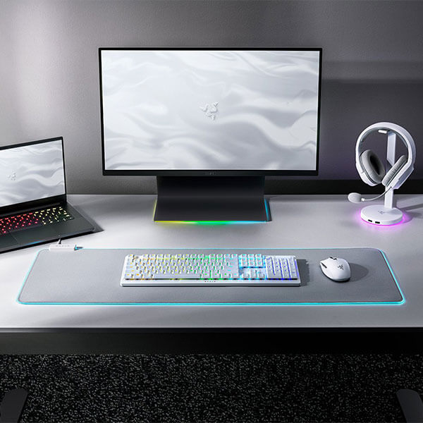 Razer DeathStalker V2 Pro White Wireless Gaming Keyboard Low-Profile Clicky Optical Purple Switches