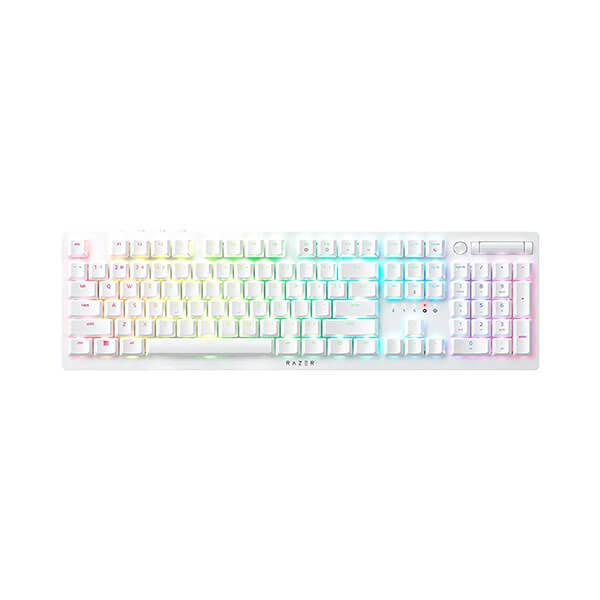 Razer DeathStalker V2 Pro White Wireless Gaming Keyboard Low-Profile Clicky Optical Purple Switches