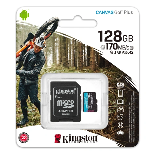 Kingston Canvas Go Plus microSD Memory Card 128GB with Adapter