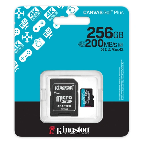 Kingston Canvas Go Plus microSD Memory Card 256GB with Adapter
