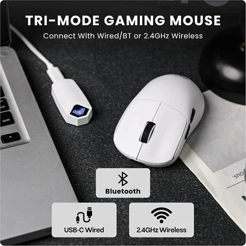 Aula SC800 Tri-Mode Wireless White Gaming Mouse