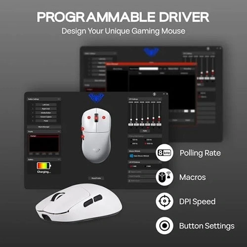 Aula SC800 Tri-Mode Wireless White Gaming Mouse