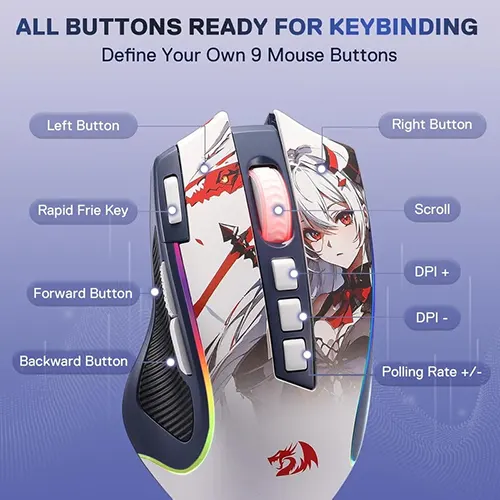 Redragon Predator Pro M612 Pro Anime Wireless RGB Gaming Mouse