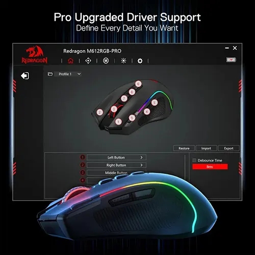 Redragon Predator Pro M612 Pro RGB Wireless Gaming Mouse
