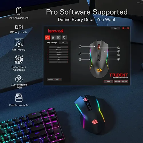 Redragon Trident Pro M693 RGB Wireless Gaming Mouse