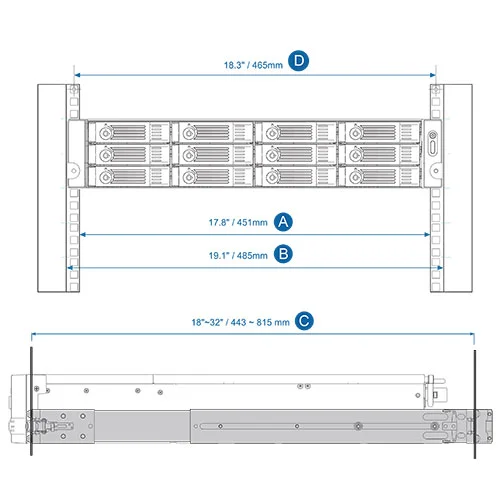 QNAP Rail-B02 Rail Kit for 1U and 2U NAS