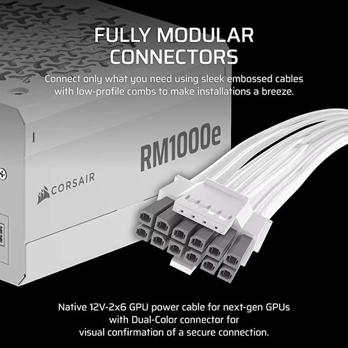 Corsair RM1000e ATX 3.1 Gold Fully Modular White SMPS