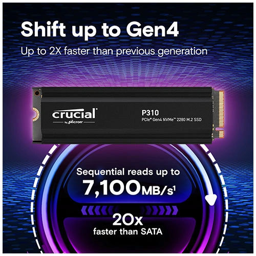 Crucial P310 NVMe 1TB Gen4 SSD with Heatsink
