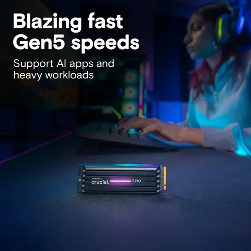 Crucial T710 1TB NVMe Gen5 SSD with Heatsink